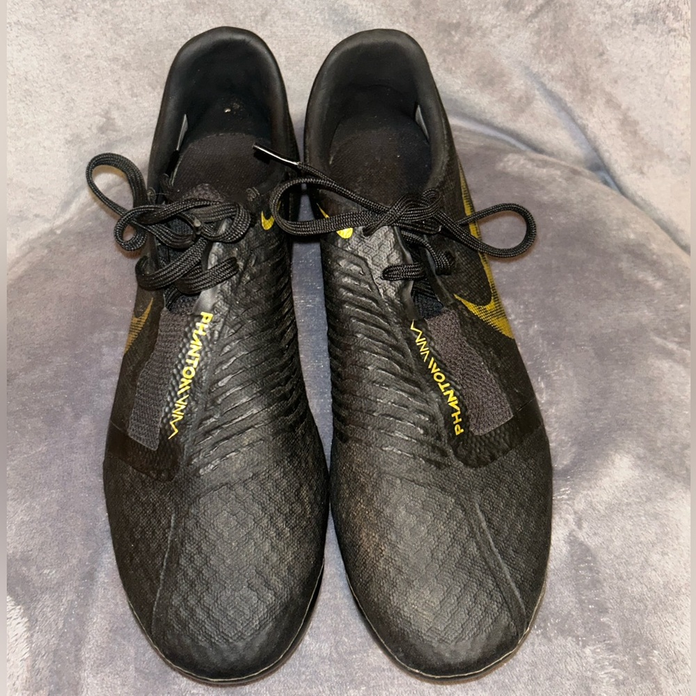 Nike Black and Yellow Cleats with Reptilian Texture